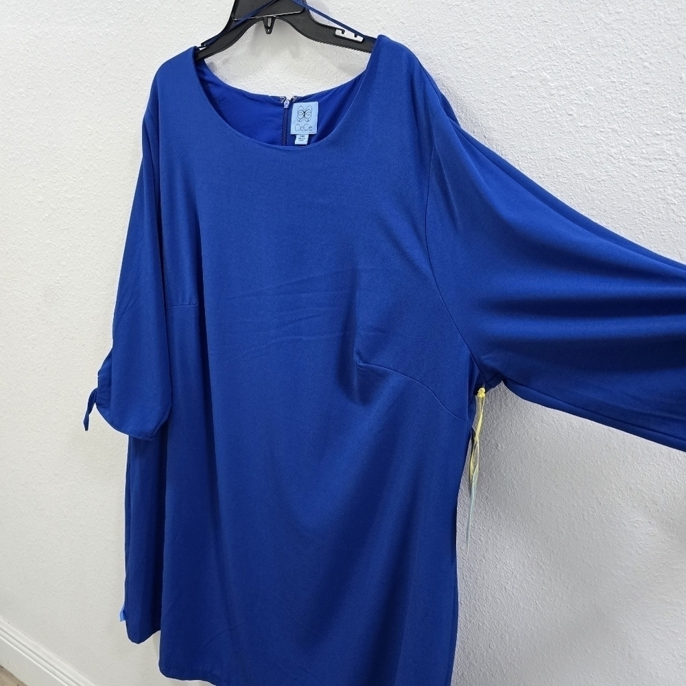 CeCe Qomens 3/4 Sleeve Moss Crepe Dress Blue Size 24W. - Picture 5 of 16